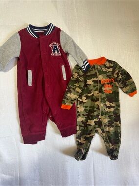Maroon & Camouflage Baby One-Piece Set - Cute Everyday Sleepers